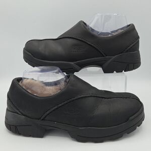 UGG Sheepskin Lined Loafer Men’s Sz 8 Black Leather Slip-On Clogs EUC